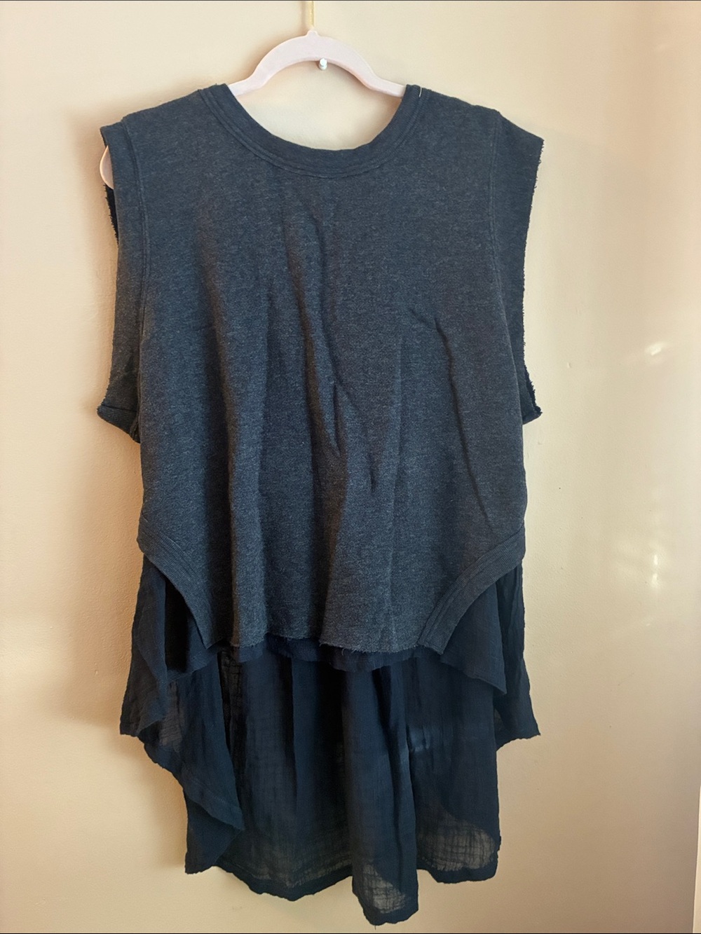 Free People Sleeveless Layered Women's Top - Charcoal Gray